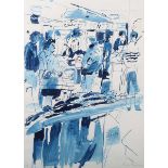 British School – ‘Freezer Centre’, pen with ink and wash, indistinctly signed and dated 2004, 58.5cm