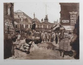Joseph Paul Busuttil – ‘Old Covent Garden’, 20th century etching with aquatint, signed, titled and