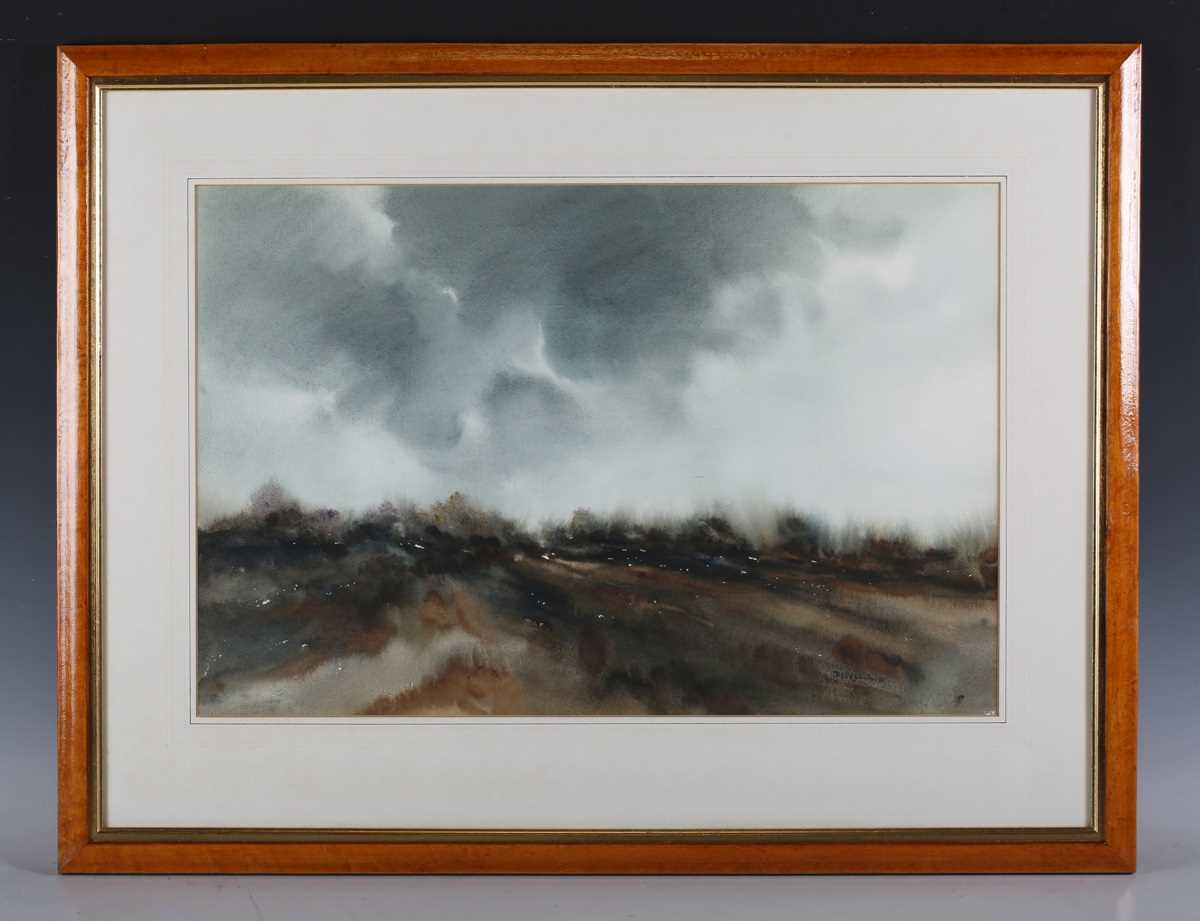 Phyllis del Vecchio – ‘Storm over Dartmoor’, 20th century watercolour, signed recto, titled verso, - Image 2 of 4