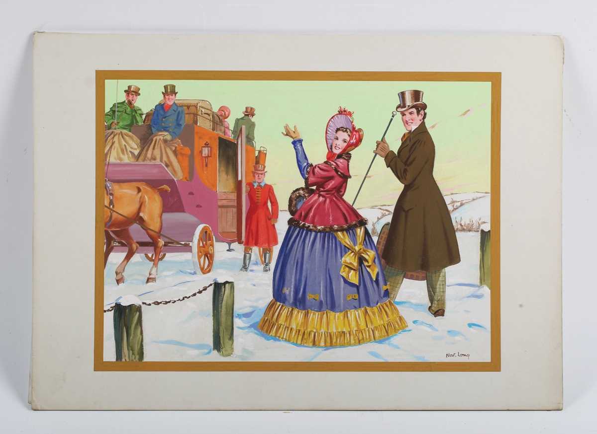 Nat Long [Nathaniel John Long] – Figures Ice Skating, mid-20th century gouache on card, signed, 26. - Image 9 of 11