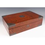 A late Victorian silver bound rectangular oak box, the hinged lid applied with a shield shaped