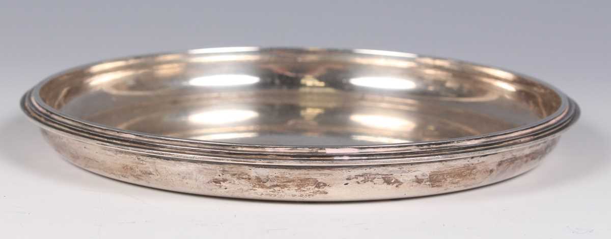 A Danish sterling circular card salver with reeded rim, by Evald Nielsen, circa 1937, assay master - Image 3 of 11