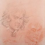 Roy Petley – ‘Drawing of Self’, charcoal with sanguine, signed and dated 1985, 34.5cm x 34.5cm,