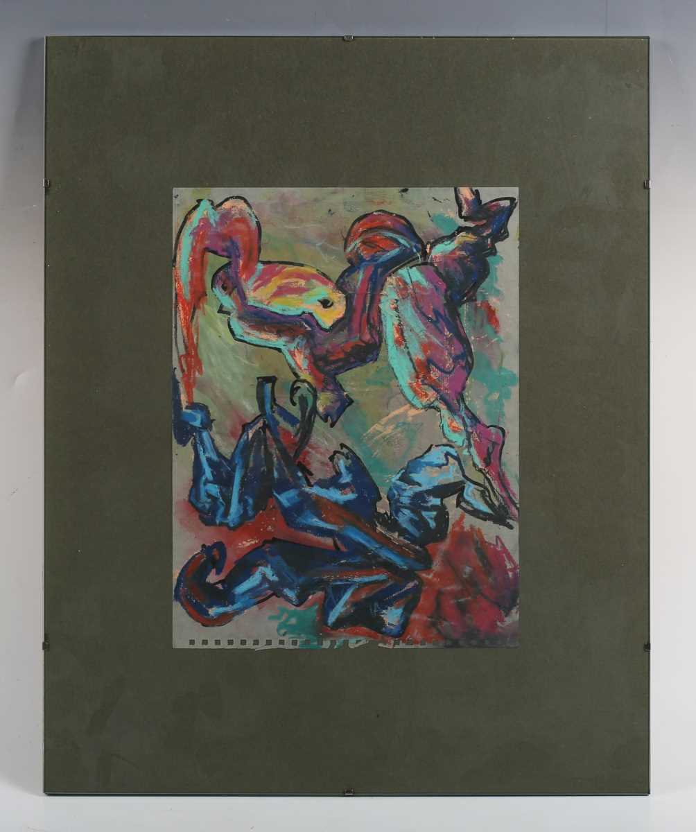 Shelly Goldsmith – ‘She Wolf’, ink with pastel on card, signed and dated 1987 recto, titled label - Image 12 of 13