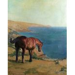 Margaret Neame – Bay Horse on a Coastal Clifftop, oil on canvas, signed and dated 1919, 88.5cm x