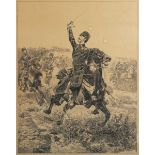 Clarence Rudolph Mattei – A Cavalry Charge, early 20th century pen with ink, signed, 56cm x 42cm,