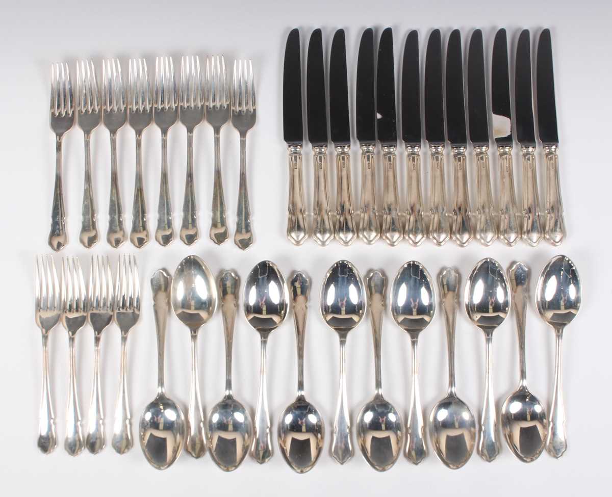 An Elizabeth II canteen of silver Dubarry pattern cutlery, comprising four tablespoons, twelve table - Image 2 of 6