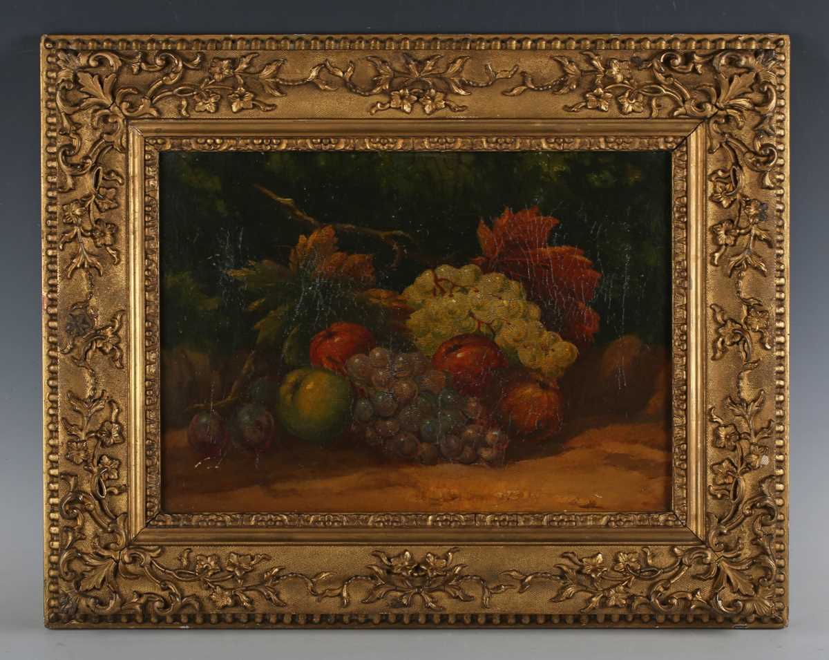 British School – Still Life with Grapes and Apples on a Sandy Bank, 19th century oil on canvas - Image 2 of 3