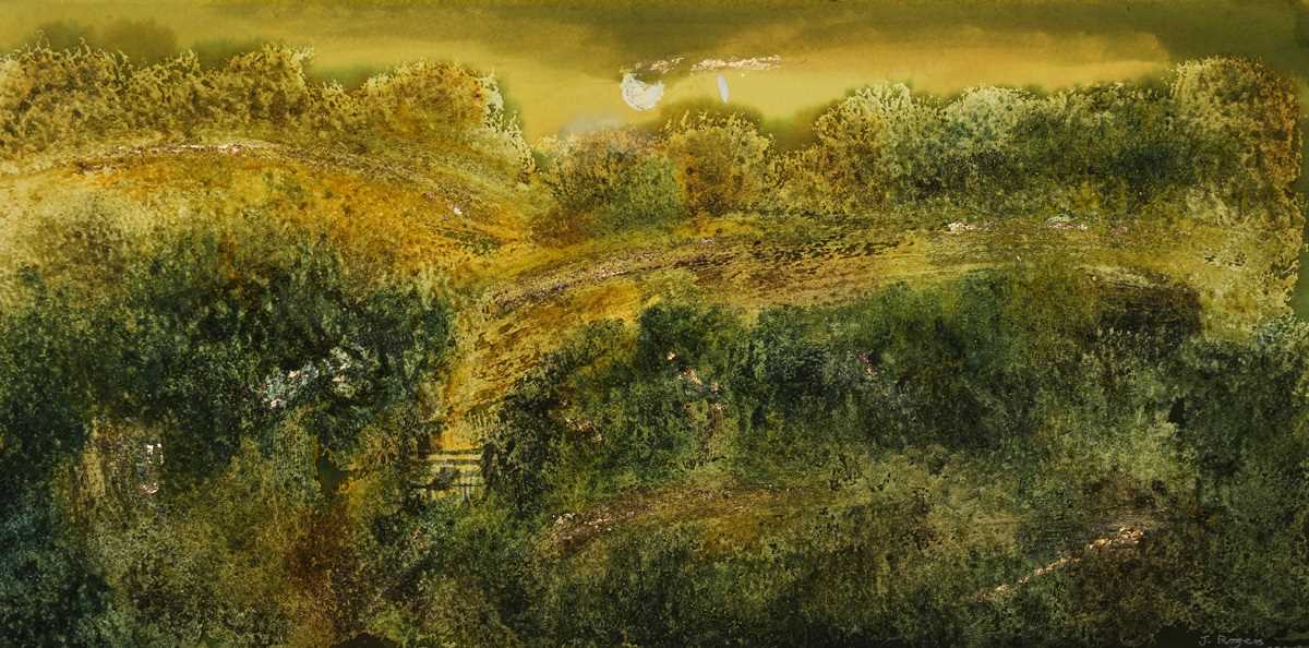 Janet Rogers – Moonlit Landscape, mixed media on paper, signed and dated 2009, 57cm x 56.5cm, - Image 4 of 8