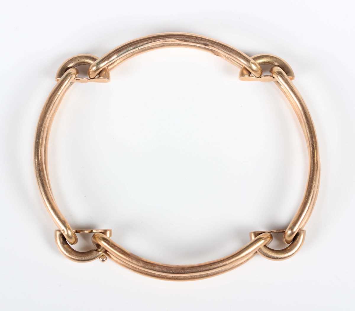 An Austro-Hungarian gold bracelet in a four section bar link design, on a sprung clasp, weight 13. - Image 2 of 3