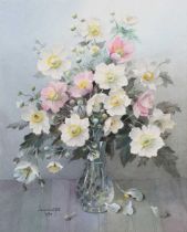 Jack Carter – ‘Japanese Anemones’, watercolour, signed and dated 1990, 40cm x 32.5cm, within an