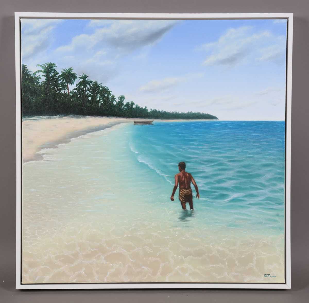 George Tincu – Beach Scene in the Dominican Republic, 21st century oil on canvas, signed, 76cm x - Image 2 of 14