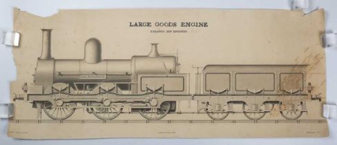 James Stead Crosland – ‘Large Goods Engine, Parnassus, R. Peacock Esq Engineer’, monochrome ink with