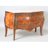 A 20th century French Louis XV style kingwood and floral marquetry two-drawer commode with a