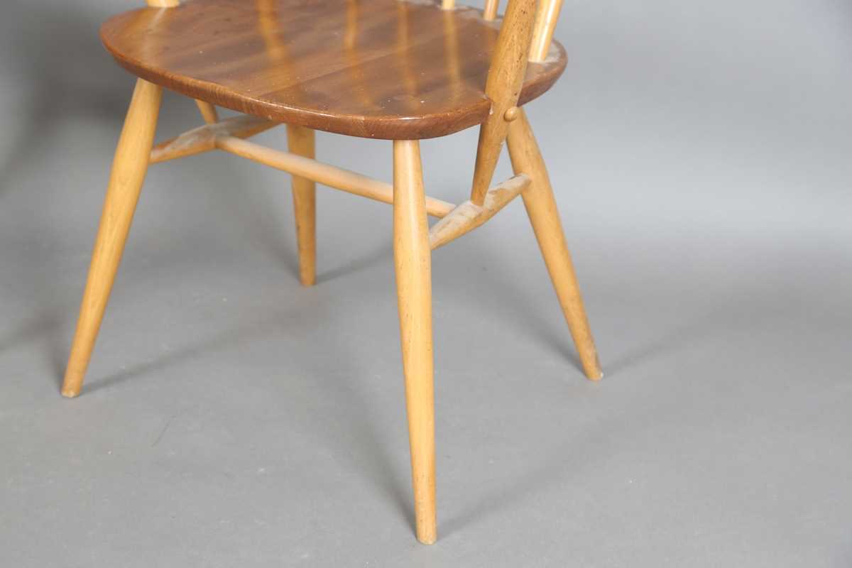 A pair of Ercol stick and hoop back Windsor armchairs, height 96cm, width 62cm. - Image 7 of 8