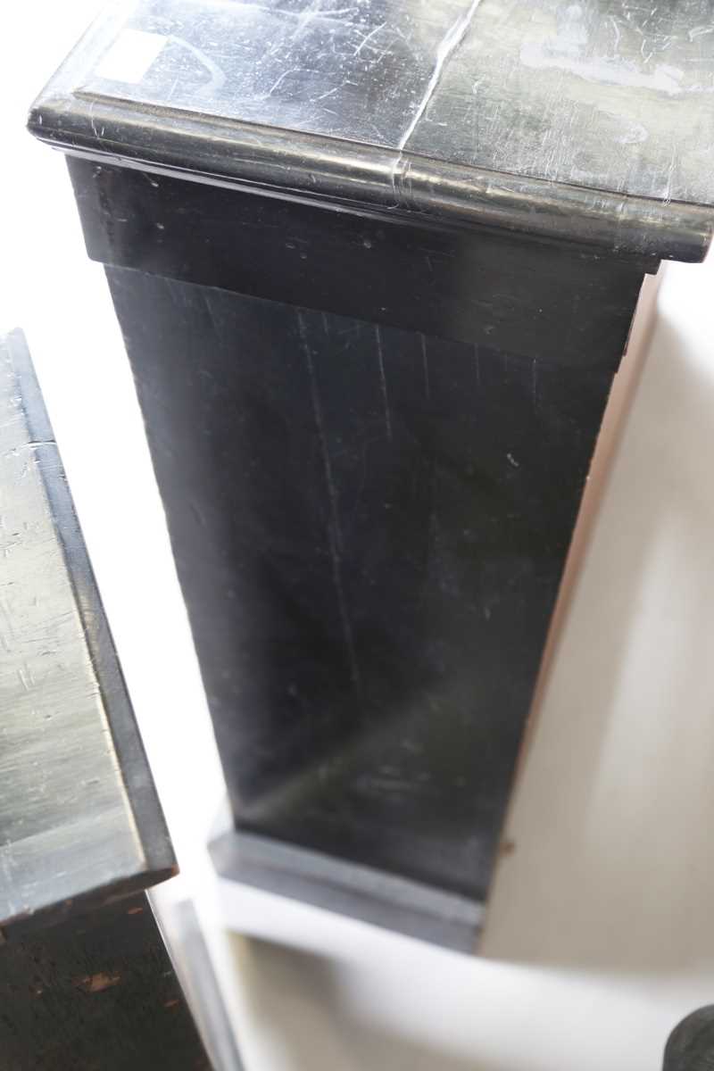 A late Victorian ebonized two-door pier cabinet, height 100cm, width 107cm, depth 31cm, together - Image 13 of 16