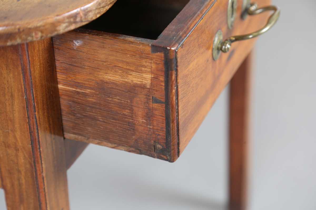 A George III mahogany side table, the later shaped top above two oak-lined drawers, height 71cm, - Image 3 of 9