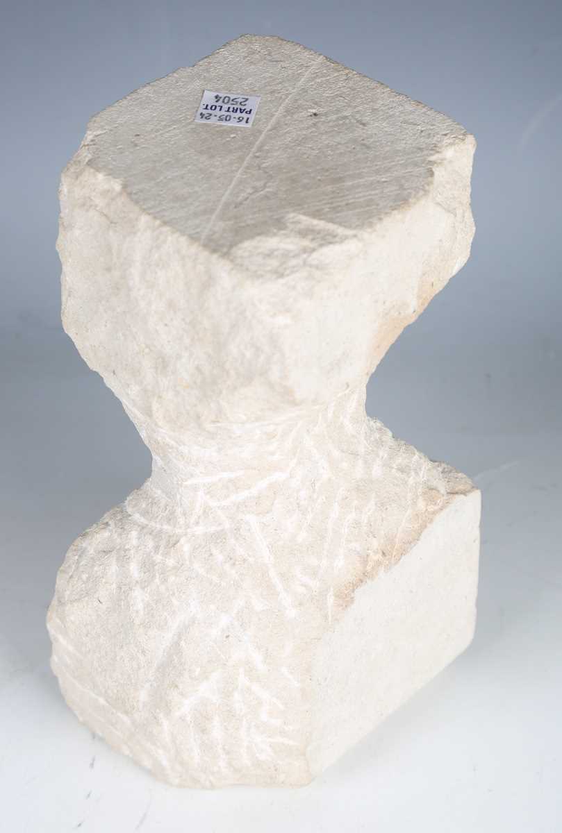 Miles Bodimeade - a modern carved stone sculpture of stylized head form, height 23cm, together - Image 18 of 19