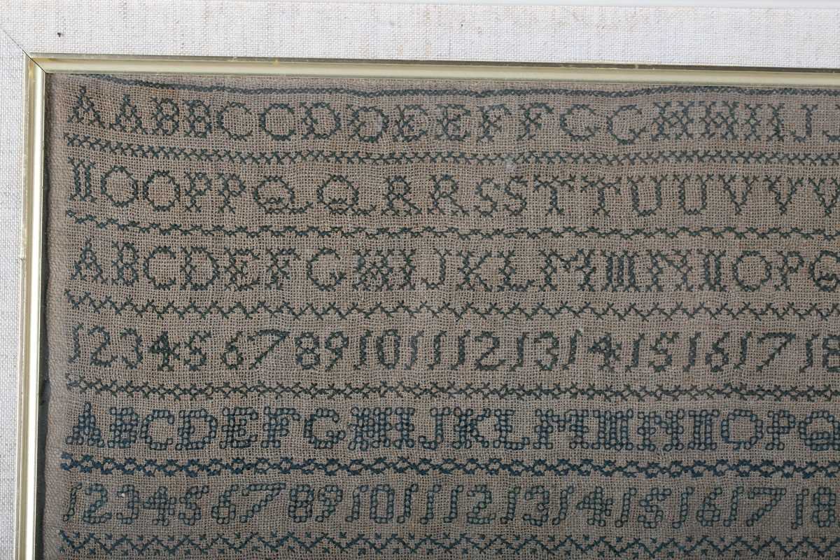 A William IV needlework sampler by Maria P Gilbert, aged 8 years, dated 1834, finely worked in green - Image 2 of 6