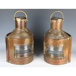 A late 19th century copper and brass 'Port' ship's lamp by 'Wm Harvie', height 46cm, together with a