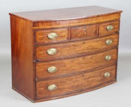 A Regency mahogany bowfront chest of drawers with boxwood inlaid decoration, height 87cm, width