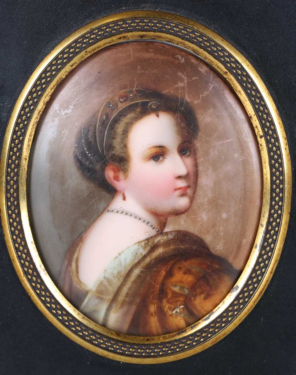 British School - an early 19th century watercolour portrait miniature on ivory depicting a young - Image 2 of 6