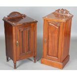 A late Victorian walnut bedside cabinet with fielded panel door, height 83cm, width 42cm, together