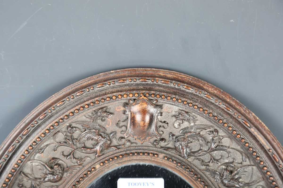 A 19th century Italian carved wooden oval wall mirror, the finely worked frame detailed 'Sienna - Image 2 of 6