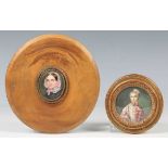 Continental School - a late 19th/early 20th century watercolour portrait miniature on ivory