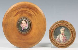 Continental School - a late 19th/early 20th century watercolour portrait miniature on ivory