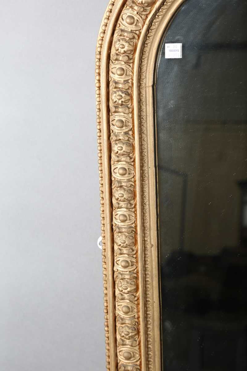 A late Victorian gilt painted overmantel mirror with foliate mouldings, height 150cm, width 112cm. - Image 5 of 11