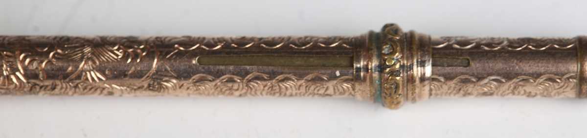 A group of five late 19th century gilt metal propelling pencils, including one in the form of a monk - Image 11 of 13