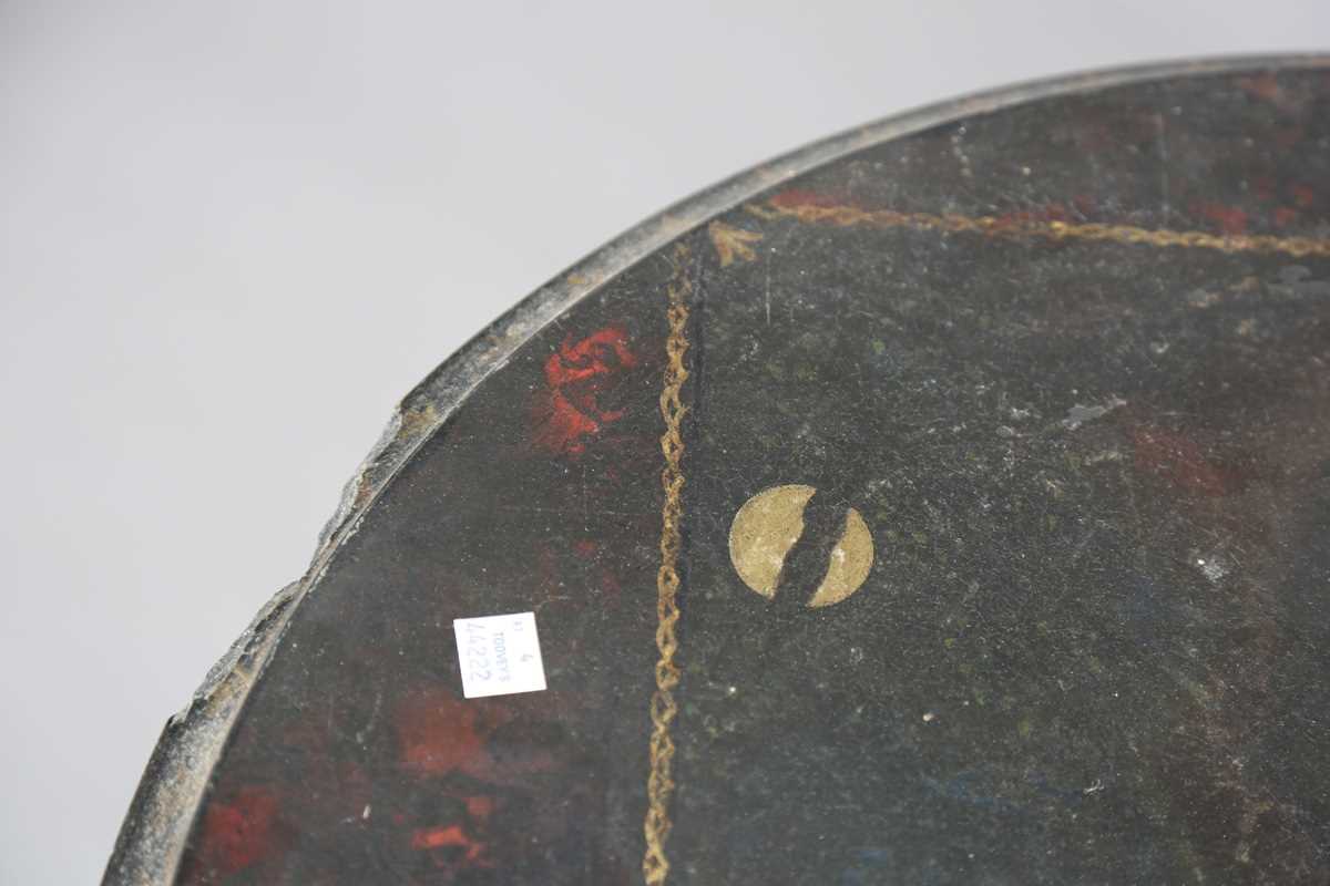 A 19th century cast iron table base, the circular slate top painted with a portrait of Charles - Image 5 of 15