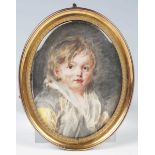 Circle of Peter Adolf Hall - an 18th century oval half-length portrait miniature of a child,