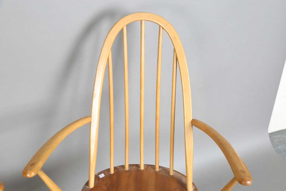 A pair of Ercol stick and hoop back Windsor armchairs, height 96cm, width 62cm. - Image 5 of 8