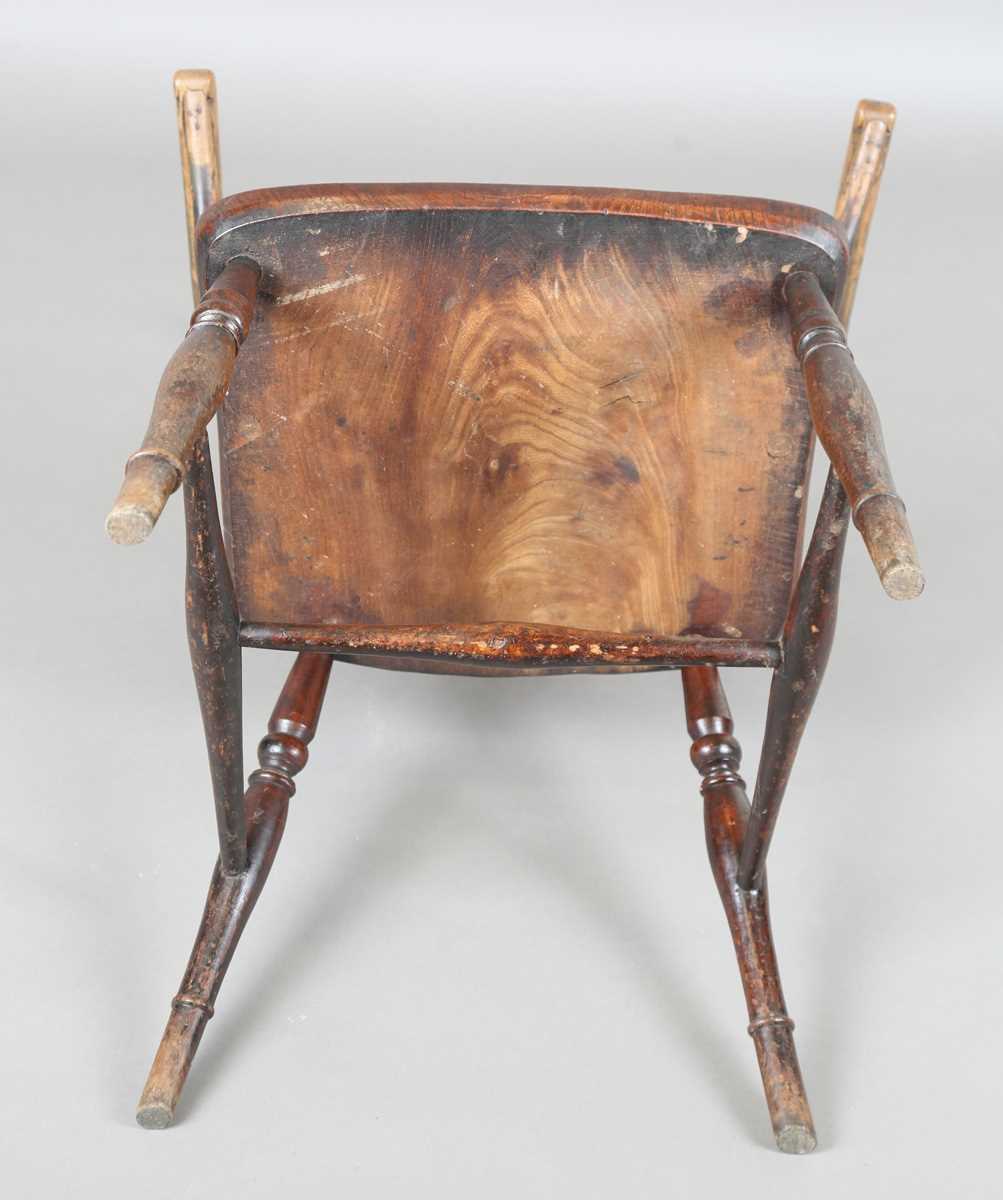 A late 19th century provincial ash and elm Windsor armchair with bar and stick back, height 111cm, - Image 12 of 12
