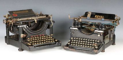 A Royal model 10 typewriter and a Remington typewriter.