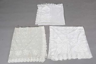 A Limerick lace veil, 103cm x 100cm, a Carrickmacross lace veil, 114cm x 114cm, another lace veil
