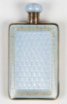 An early 20th century Continental pale blue enamelled silver gilt scent flask with screw-off cap and