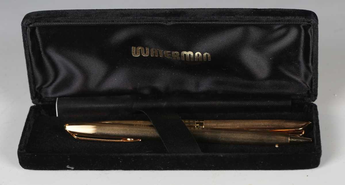 A Must de Cartier gold plated ballpoint pen, cased, together with a Waterman gold plated pen and - Image 9 of 12