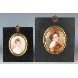 British School - an early 19th century watercolour portrait miniature on ivory depicting a young