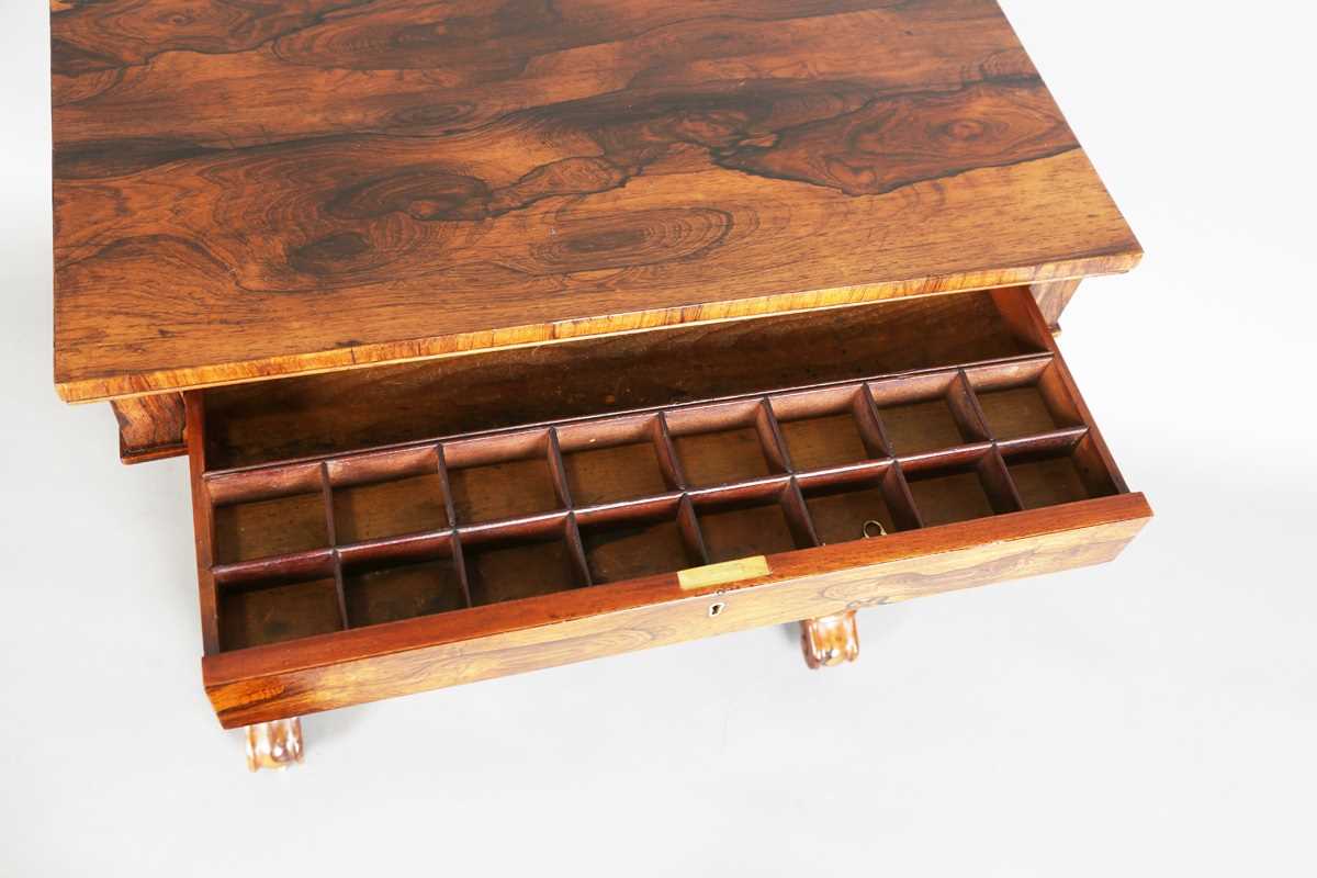 A Regency rosewood work table, in the manner of Gillows of Lancaster, fitted with a drawer and - Image 3 of 9