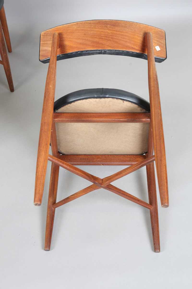 A set of six mid-20th century G-Plan teak framed dining chairs with black leatherette seat and - Image 7 of 12