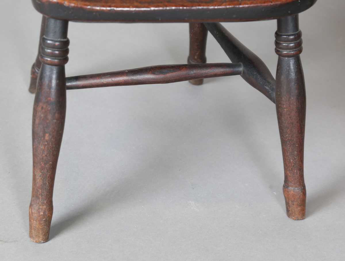 A 19th century child’s beech and elm Windsor chair, on turned legs united by stretchers, height - Image 4 of 17