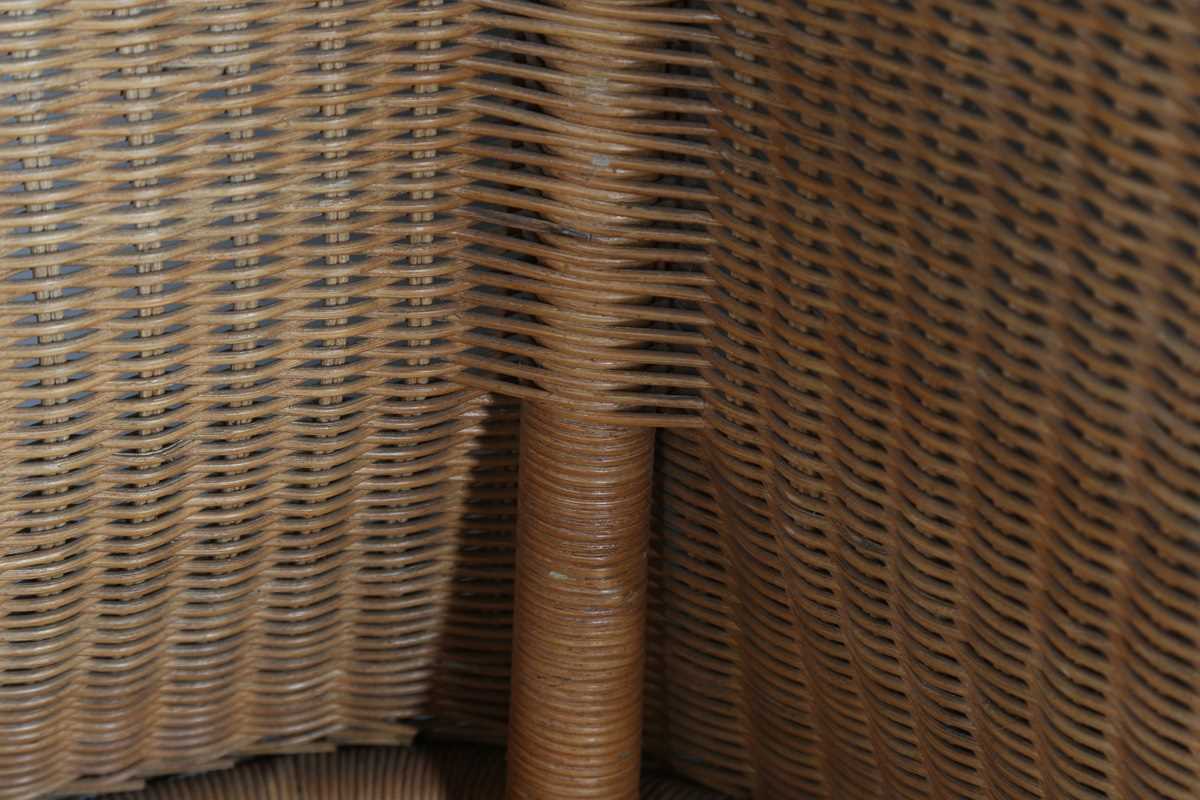 A pair of 20th century woven wicker hooded porters' chairs, height 155cm, width 73cm, depth 69cm. - Image 10 of 21