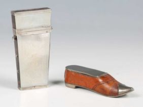A mid-19th century Chinese mother-of-pearl tortoiseshell and white metal mounted lancet case with