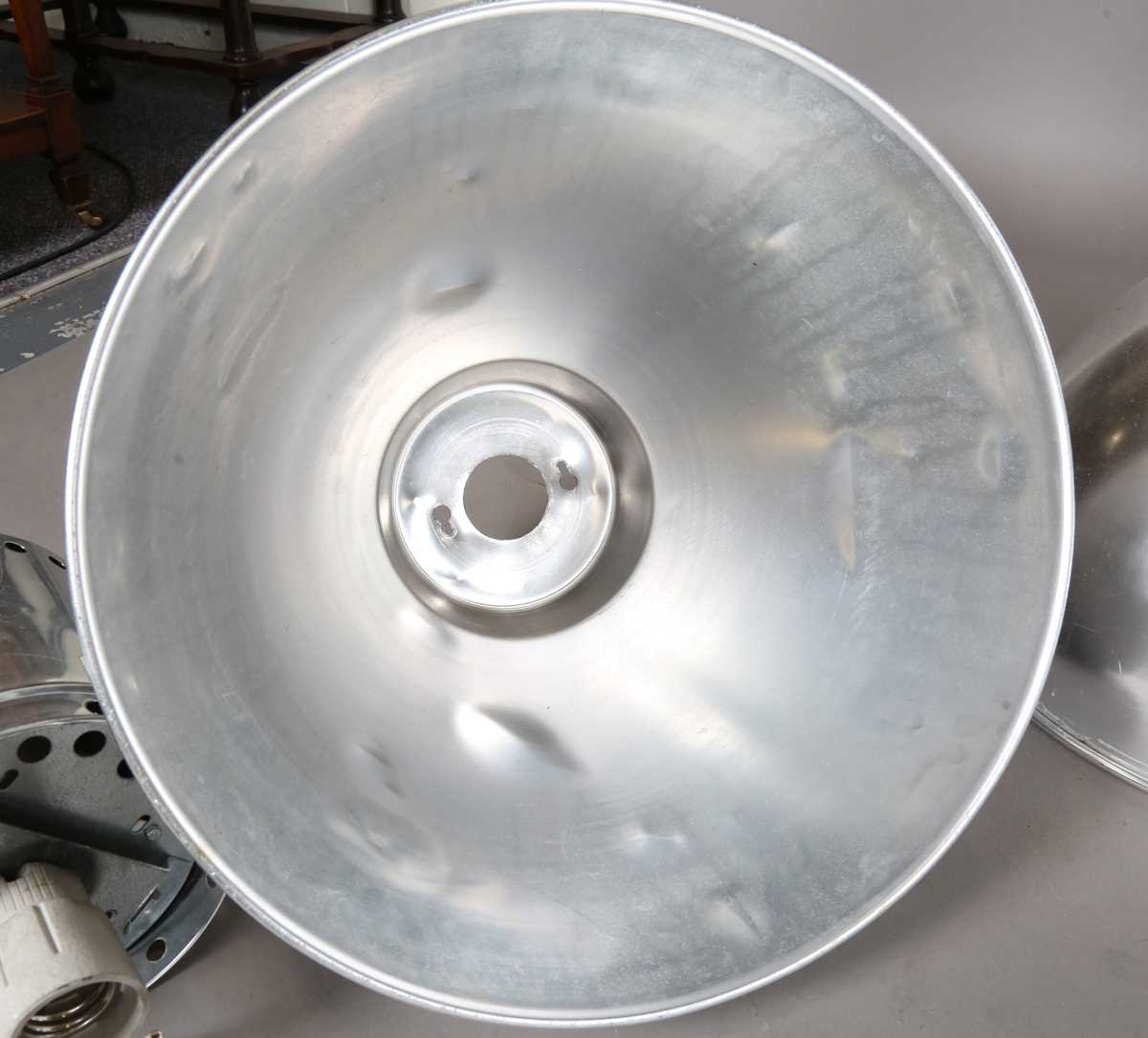 A set of four aluminium industrial ceiling lights of domed form, height 55cm, diameter 50cm. - Image 5 of 6