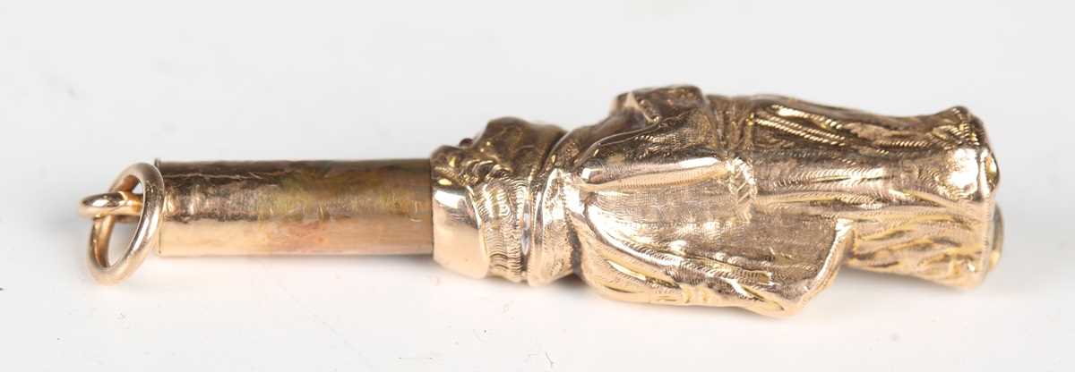 A group of five late 19th century gilt metal propelling pencils, including one in the form of a monk - Image 3 of 13