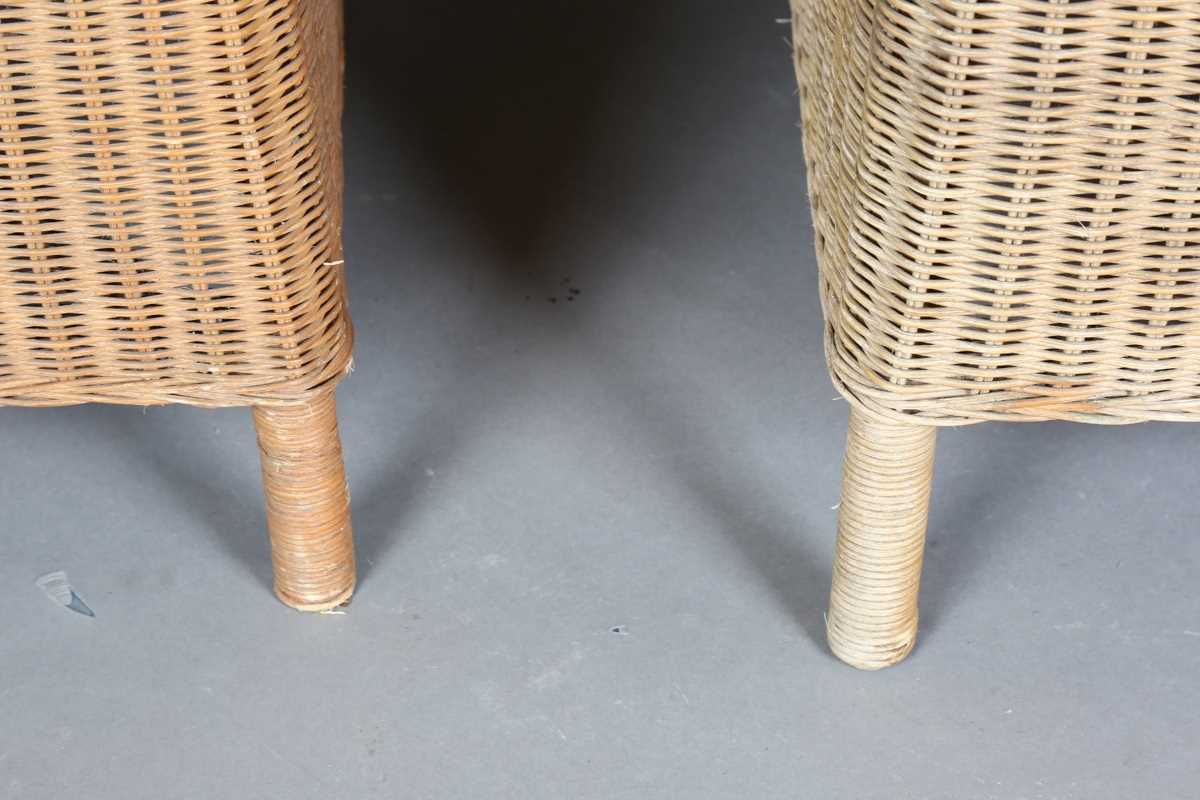 A pair of 20th century woven wicker hooded porters' chairs, height 155cm, width 73cm, depth 69cm. - Image 20 of 21