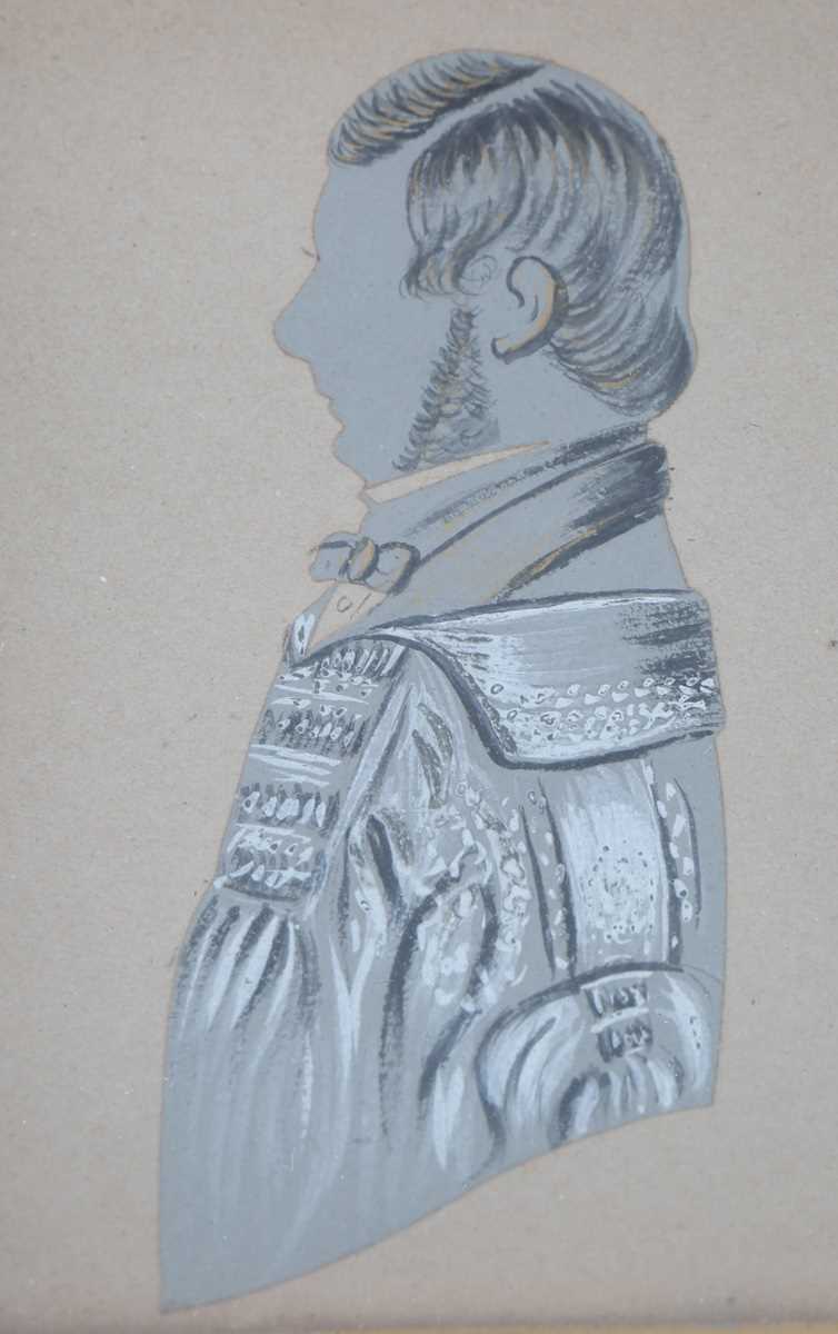 A 19th century British School cut paper profile portrait silhouette of a gentleman wearing a - Image 4 of 7